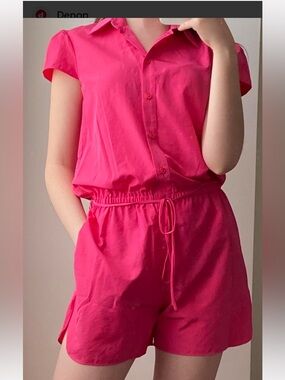 Fiorucci Hot Pink Short Sleeve Romper